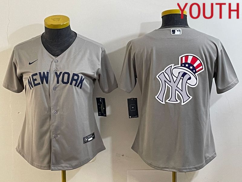 Youth New York Yankees Blank Grey Nike Game 2024 MLB Jersey style 4